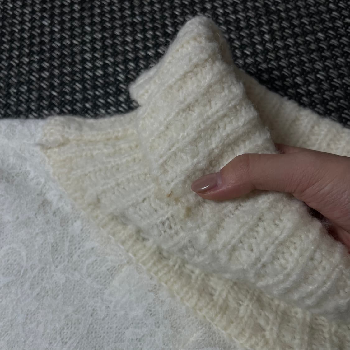 질스튜어트 아이보리 레이스 혼합 하이넥 니트 원피스 상품이미지5