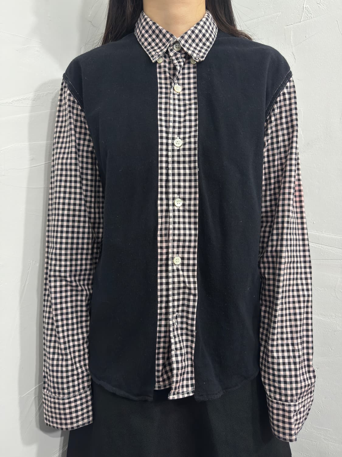 whiz pink check detail shirt 상품이미지1