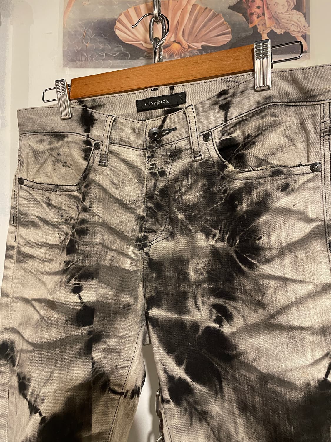 civarize 자수 디테일 블랙 그레이 나염 스키니 팬츠 펑크 상품이미지2