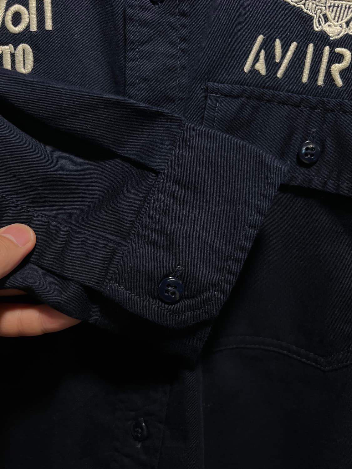 [L]AVIREX 아비렉스 USN SEA WOLF 블랙 밀리터리 셔츠 상품이미지5