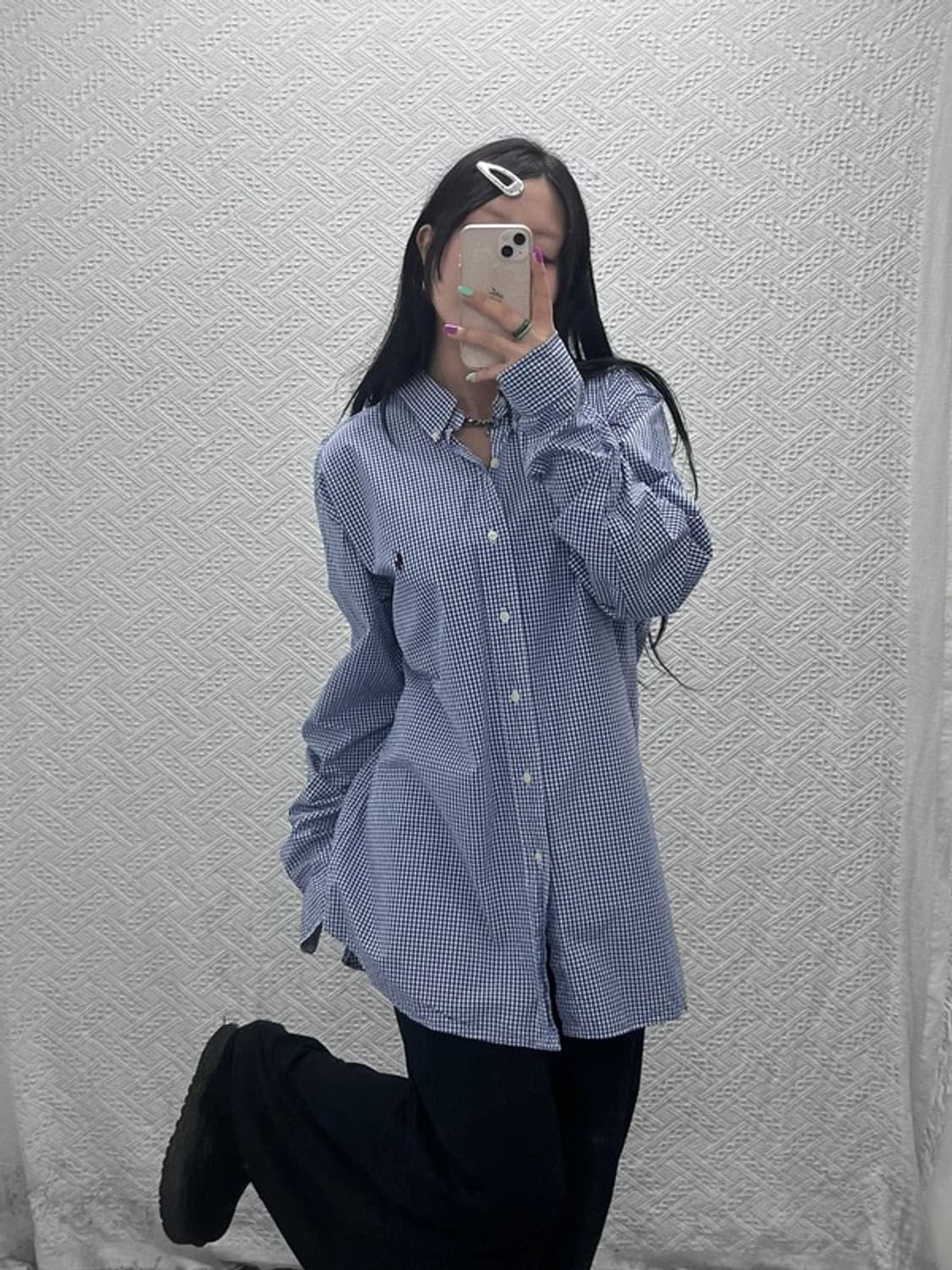 폴로 랄프로렌 모던 캐주얼 깅엄 체크 셔츠 XL C07130 상품이미지1