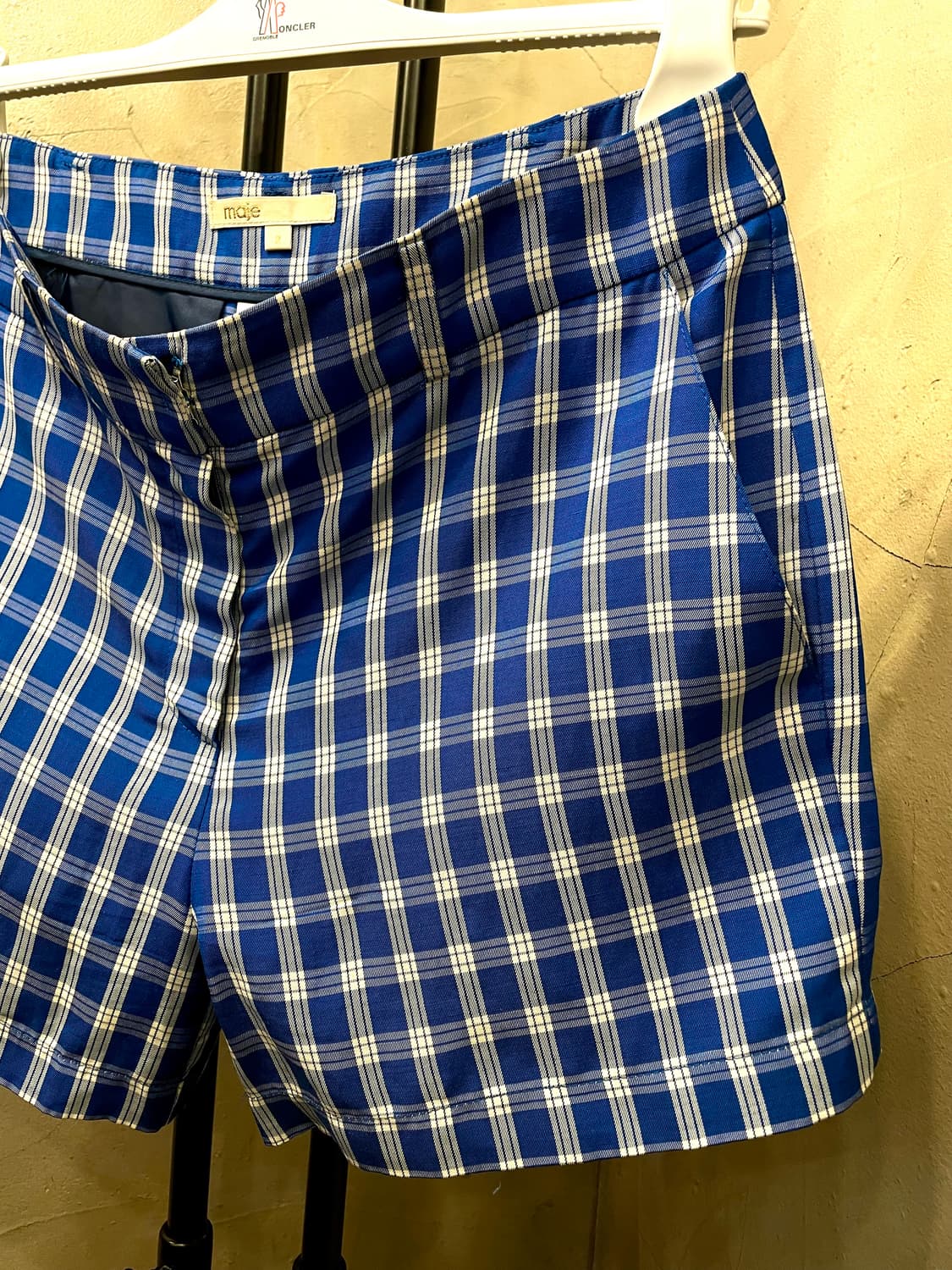 마쥬 레이온 린넨 블루 체크 골반 반바지 66 상품이미지3