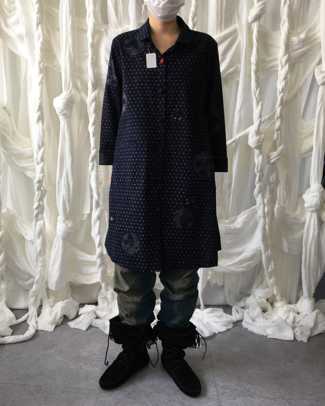 Button point pattern long shirt 상품이미지1