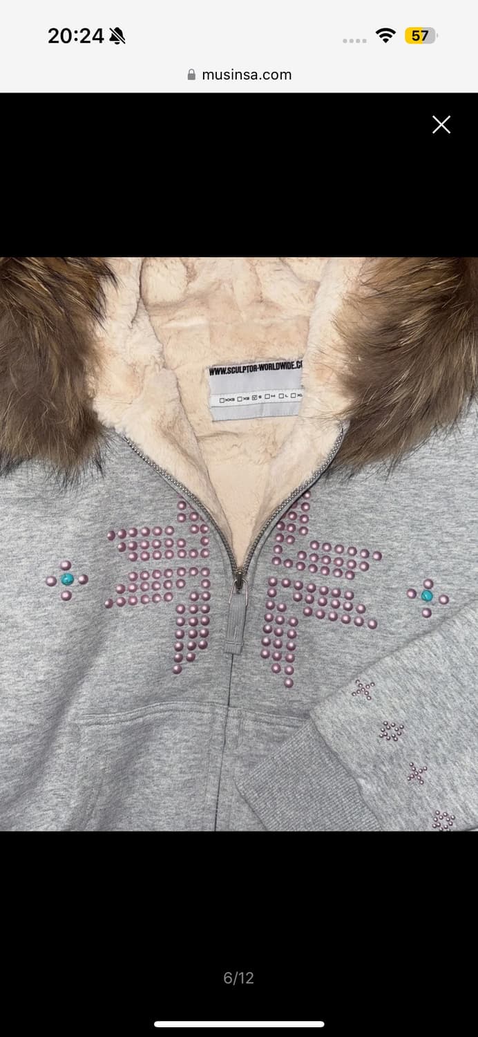 스컬프터 퍼 트리밍 후드집업 M 멜란지 그레이 상품이미지3