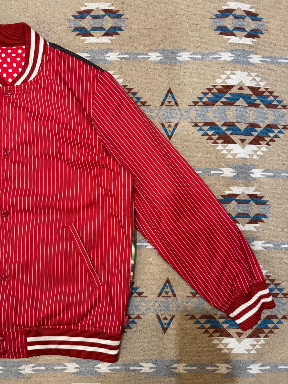 [XL] 슈프림 x 꼼데가르송 셔츠 리버시블 바시티 자켓 레드  상품이미지4