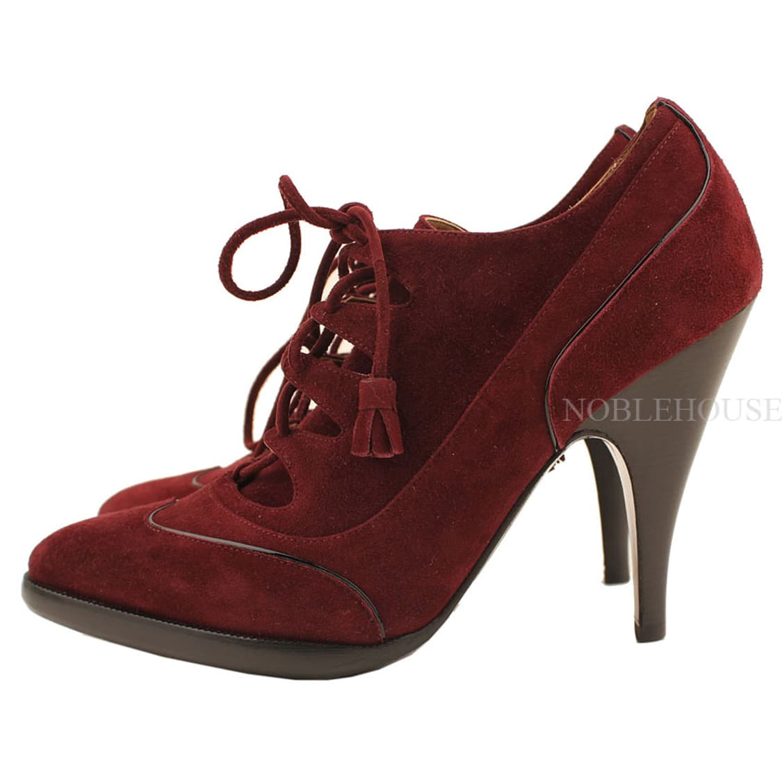 에르메스 버건디 스웨이드 레이스업 부티 36 상품이미지3