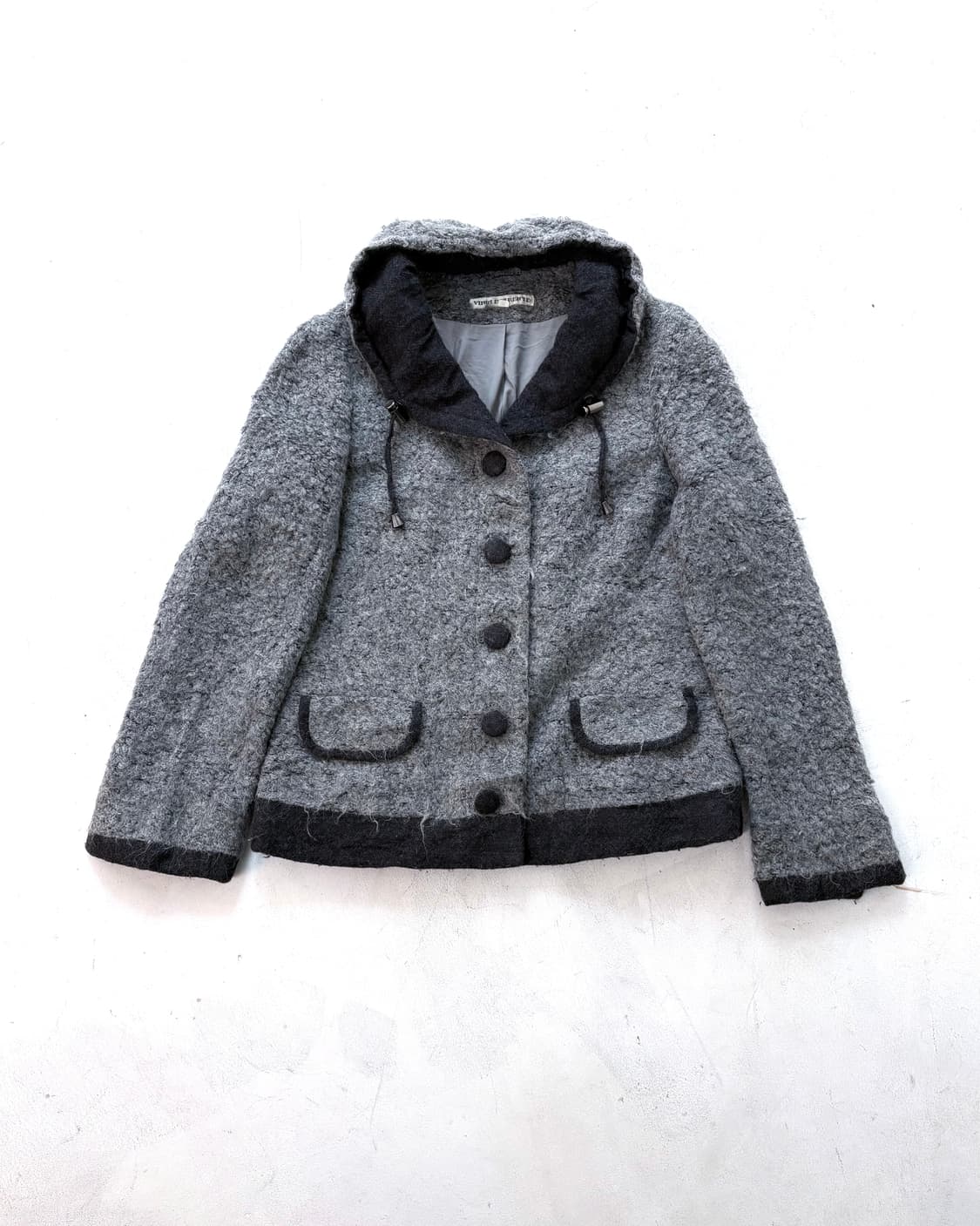 Grey boucle string wool jacket 상품이미지1