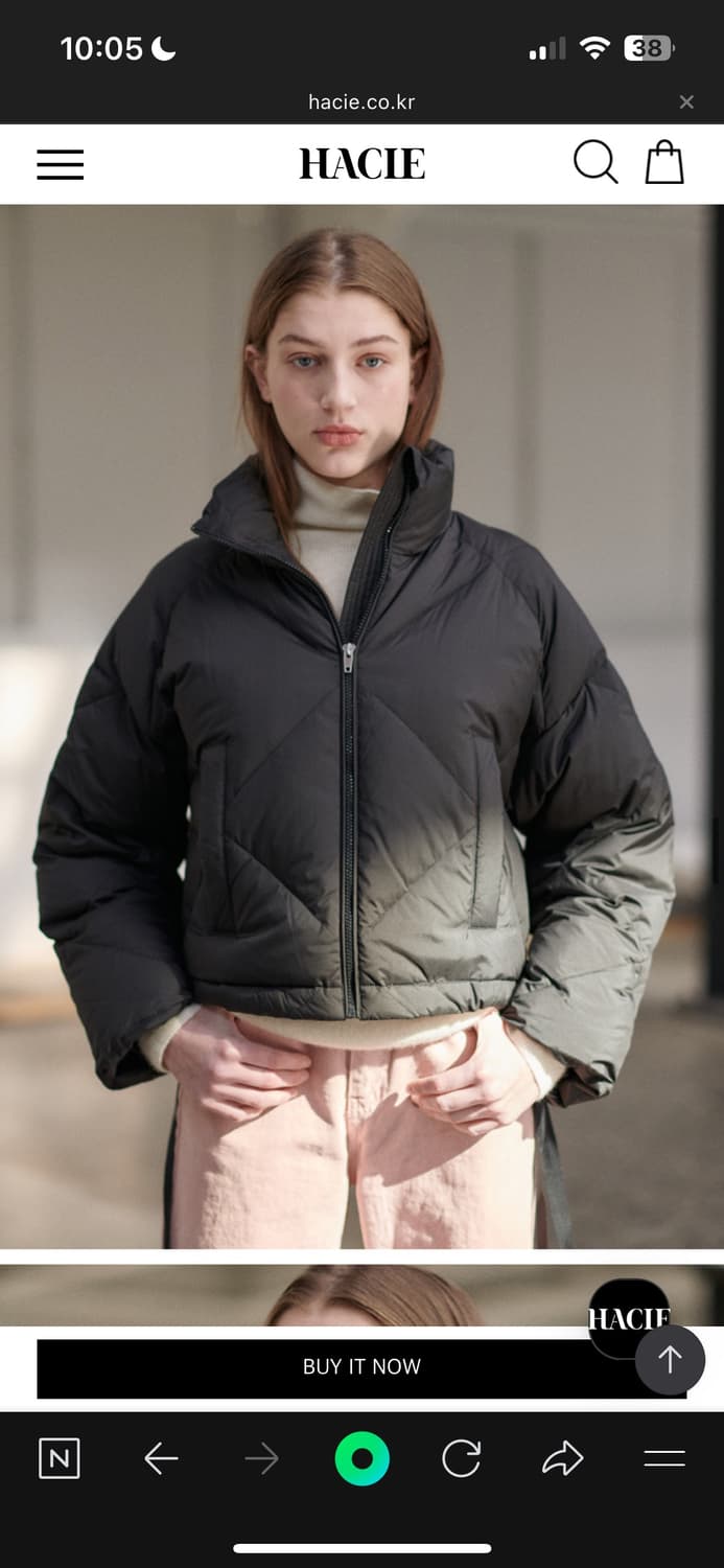 Hacie 하시에 스트링 디테일 구스 다운 숏 자켓 블랙 상품이미지1