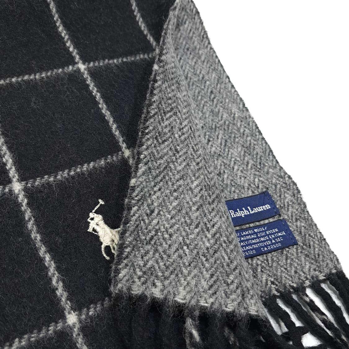 MX485 폴로 90s 이태리판 램스울 양면 네이비 머플러 목도리 상품이미지6