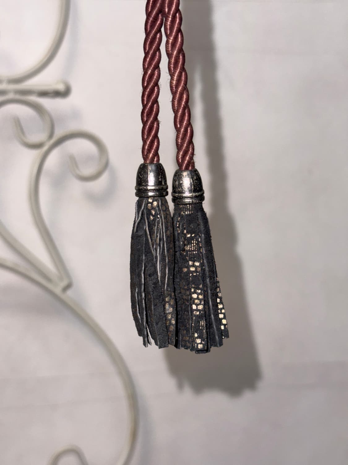 Black oriental floral suede strap belt 상품이미지7