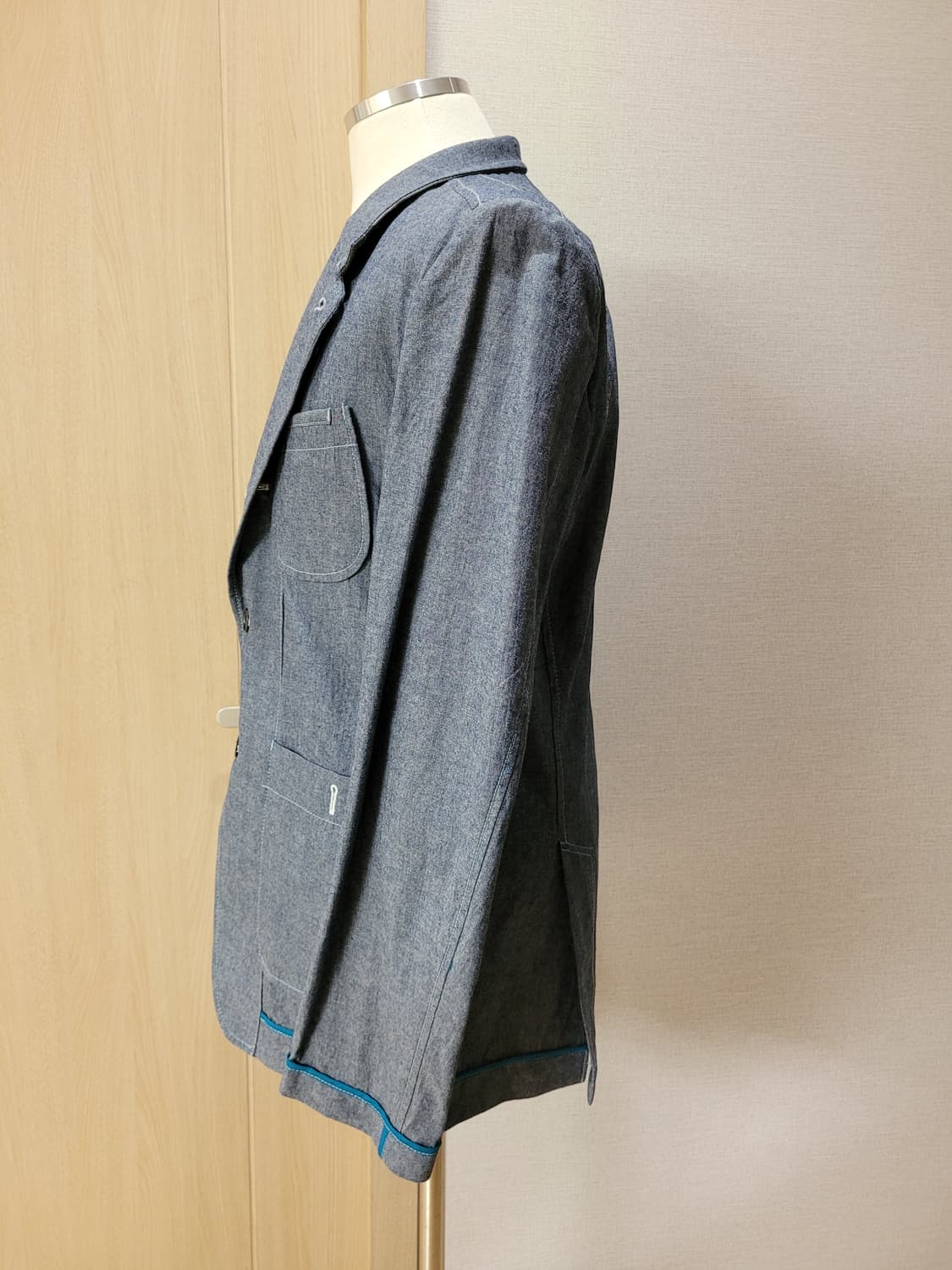 캘번 KELBURN 남자 샴브레이 사파리자켓 105 블루 상품이미지5