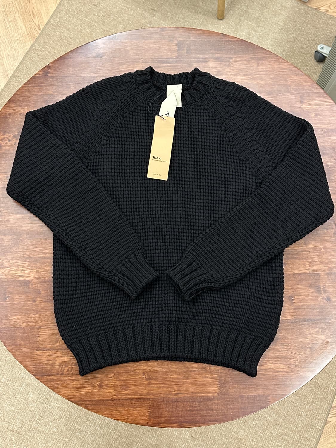 [새제품/100] 텐씨 TEN C 울 피셔맨 크루넥 니트 블랙 46 상품이미지1