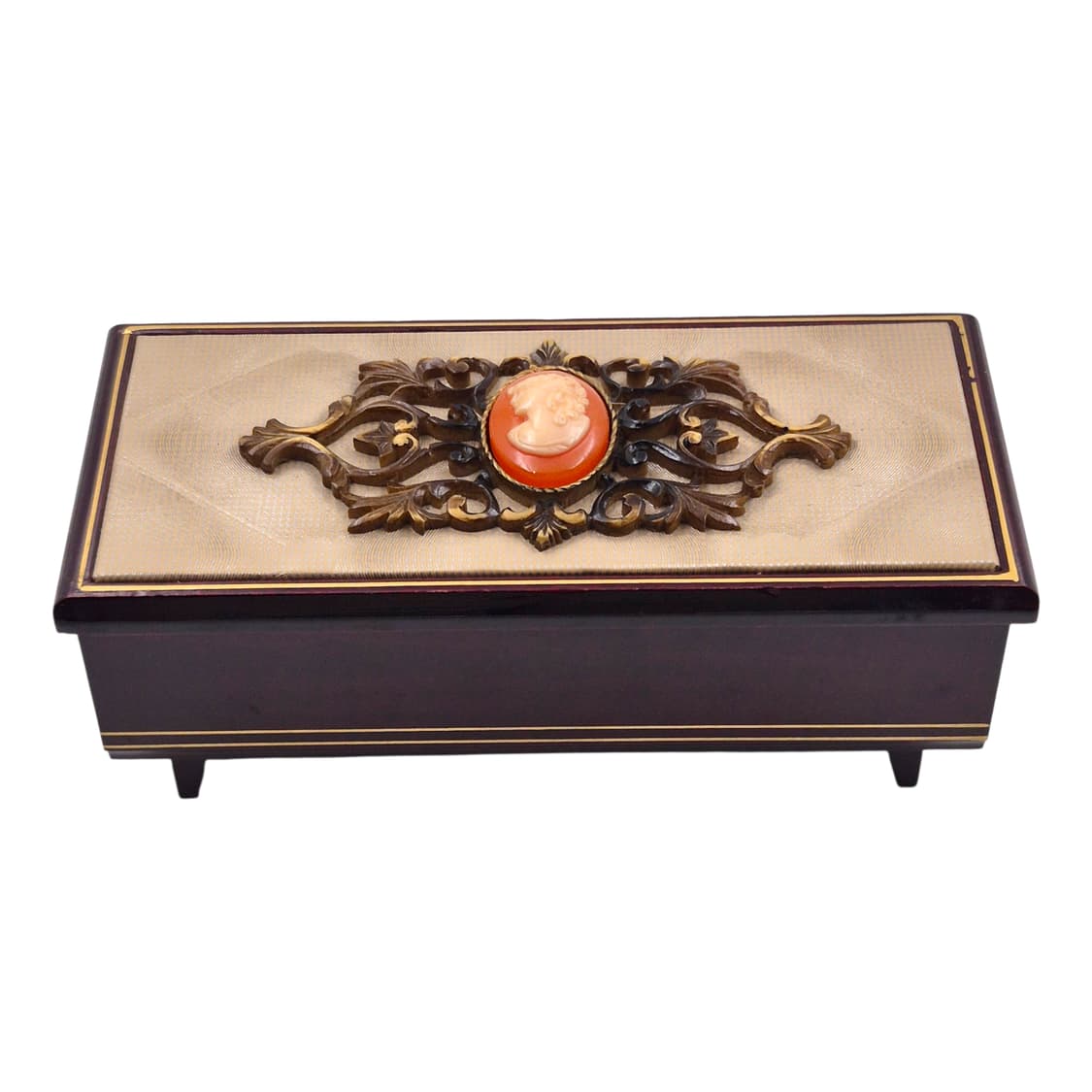 70s 일본 엔틱 카메오 우드 오르골 보석함 상품이미지3