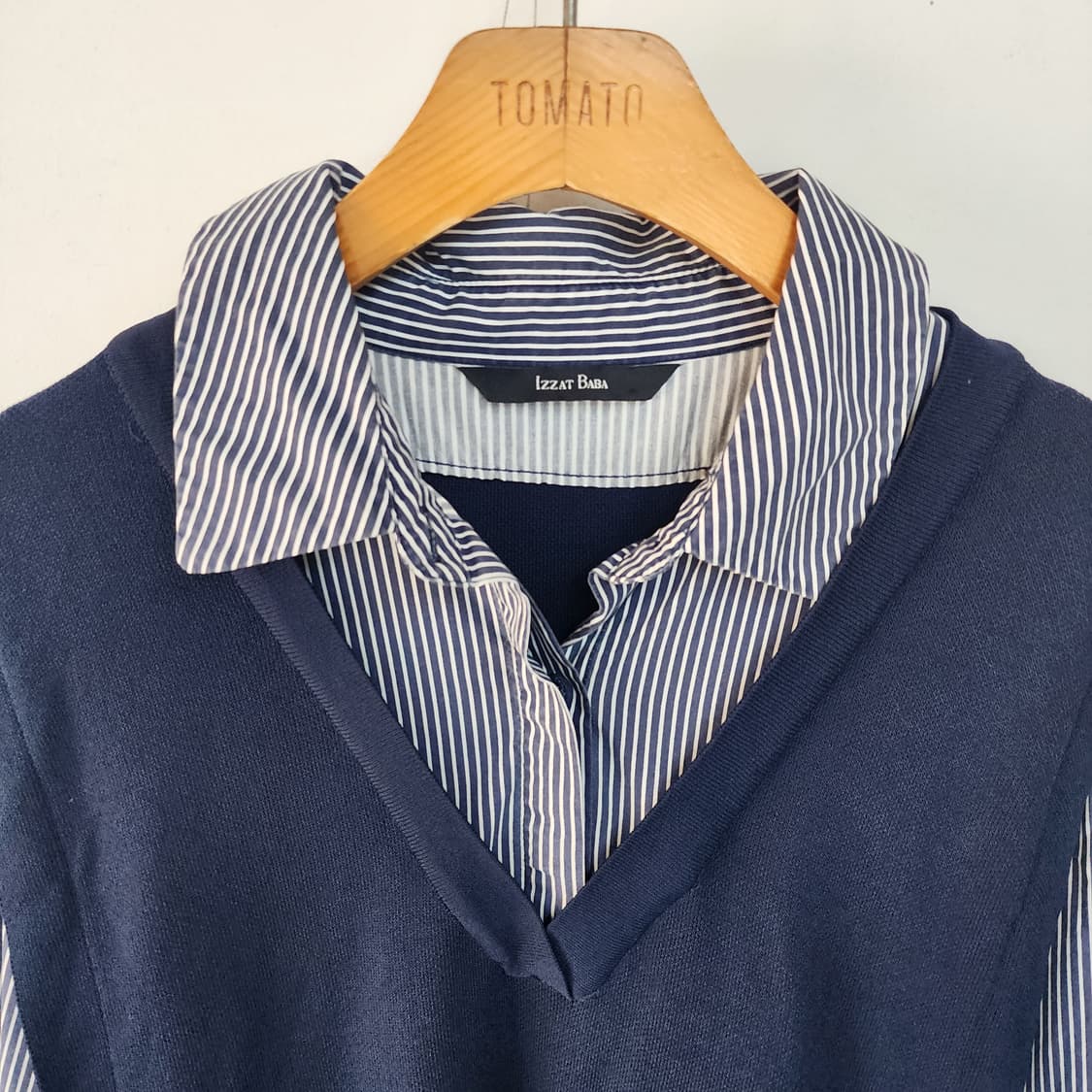 아이잗바바 네이비 스트라이프 셔츠 원피스 상품이미지2