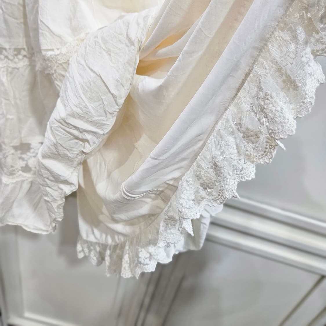 0327(LEST ROSE) 아이보리 레이스 레이어드 원피스 상품이미지9