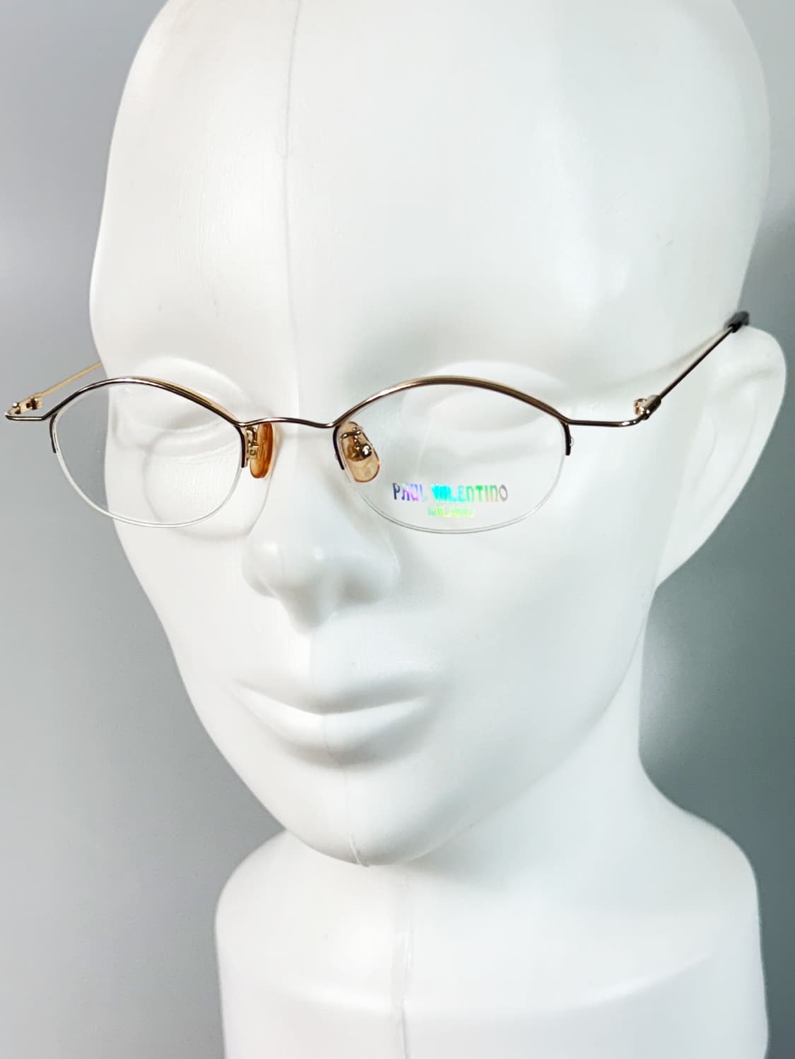 90s Paul Valentino 골드 오벌 반무테 빈티지 안경 상품이미지8