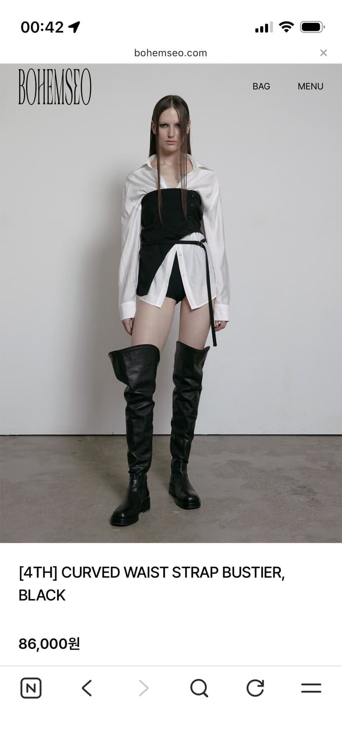 보헤미안서울 CURVED WAIST STRAP BUSTIER, BLACK 상품이미지1