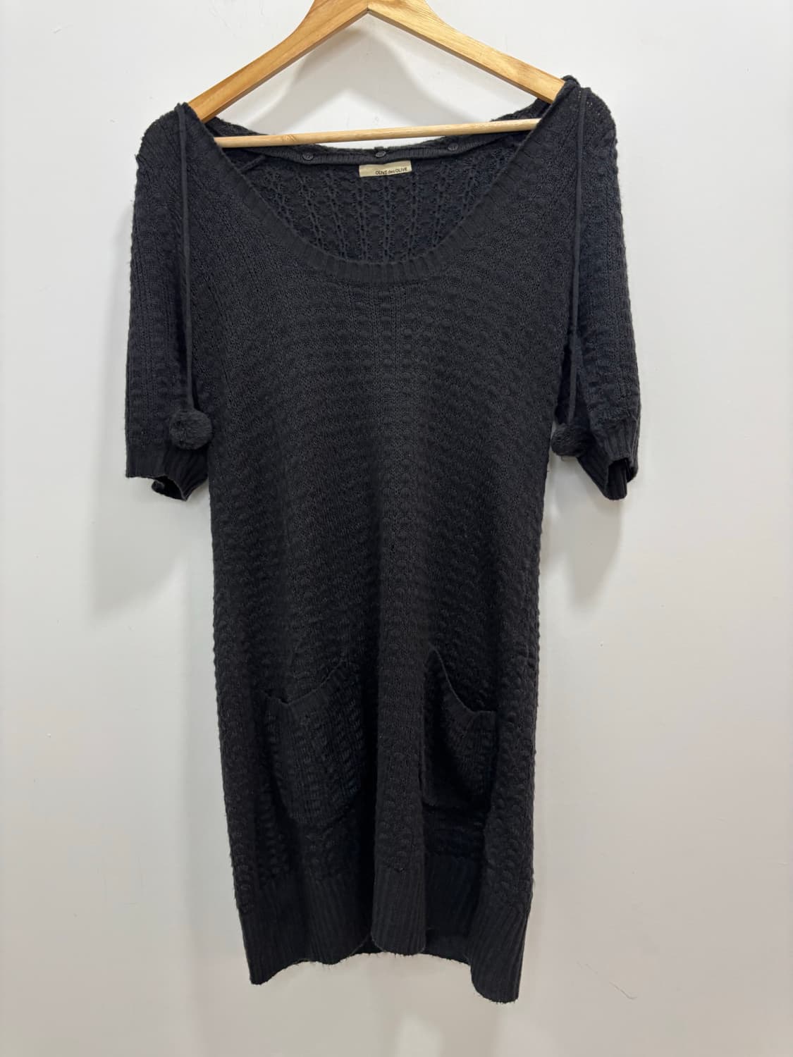 Olive des olive 차콜 퍼 후드 니트 원피스 상품이미지5