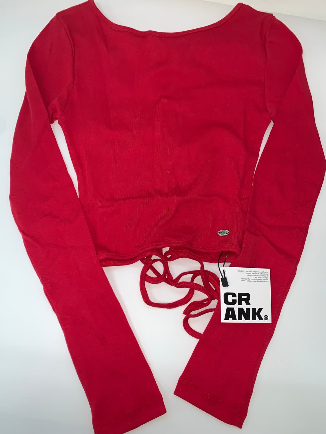 EYELET STRING CROP TOP red 상품이미지8