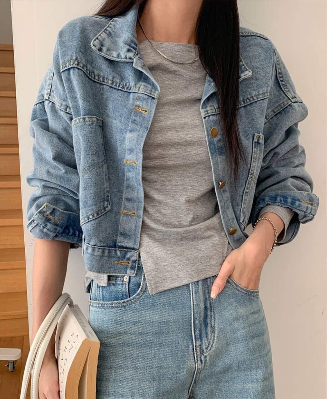 크롭청자켓 상품이미지1