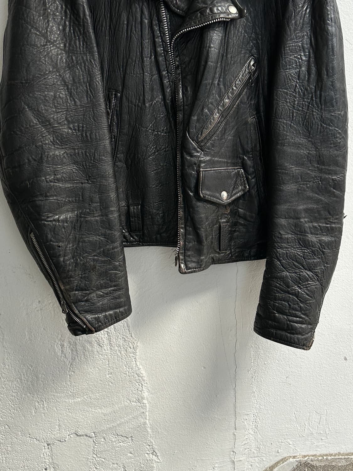 70's Sears 빈티지 레더 라이더 자켓 모터사이클 바이커 자켓 상품이미지7