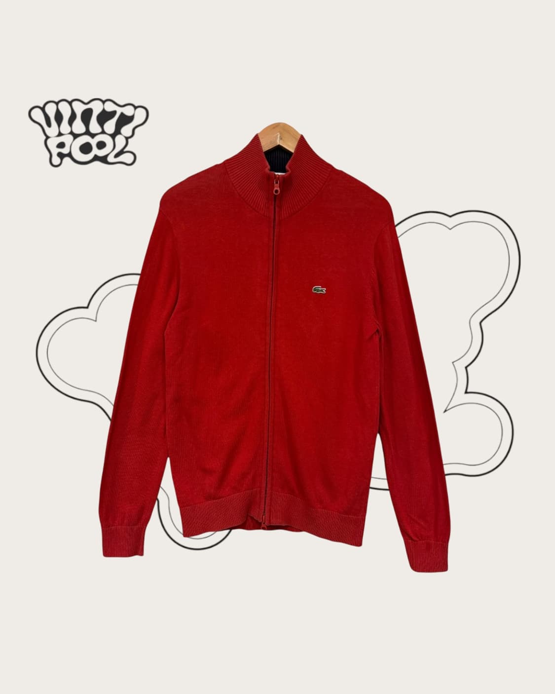 라코스테 라이브 투웨이 엘보우패치 니트 집업 4 레드 상품이미지1