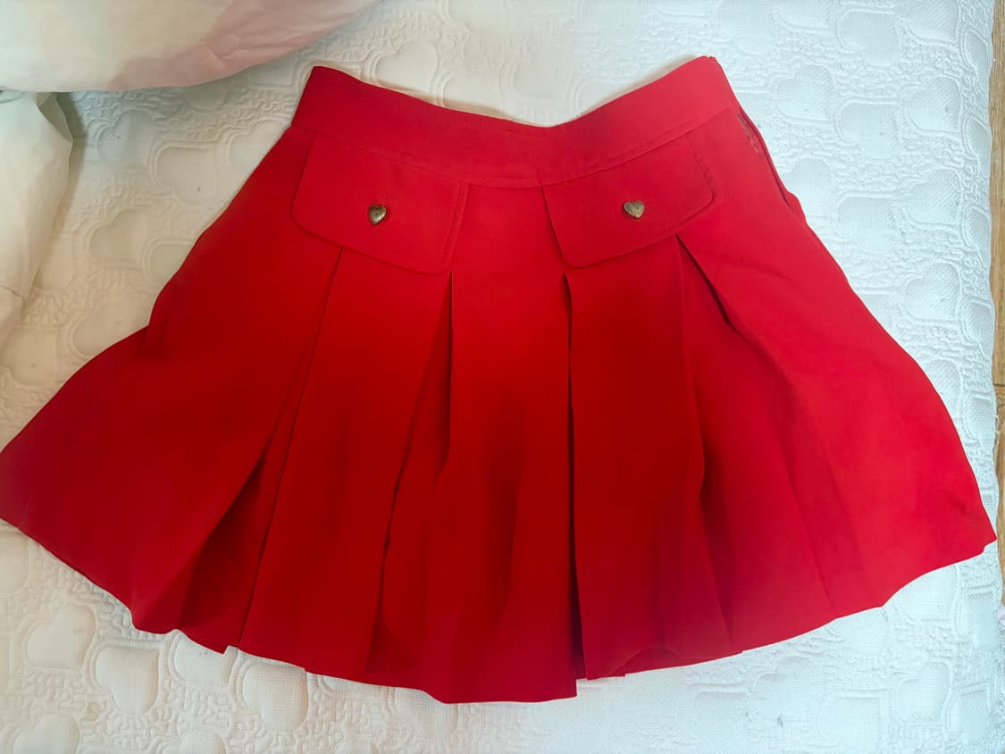 하트단추 레드스커트 상품이미지1