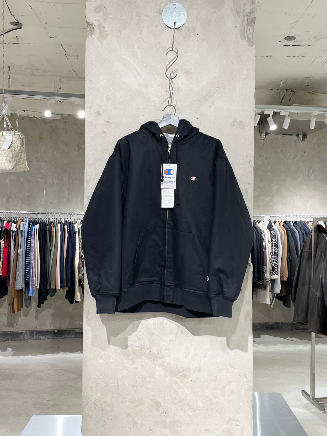 챔피온 블랙 플리스 라이닝 후디 집업 자켓 상품이미지1