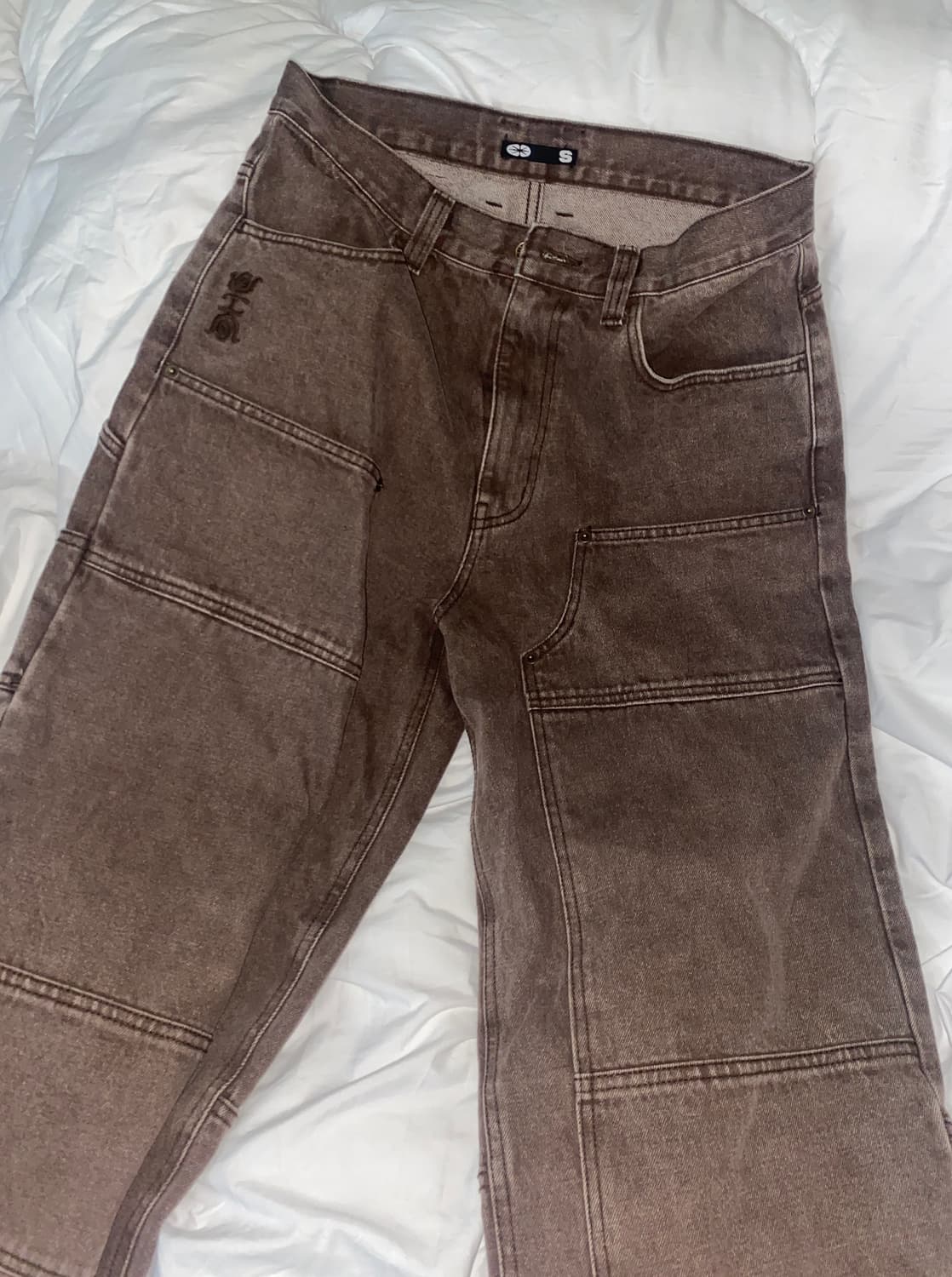 이알티알 ertr 로고 더블니 팬츠 브라운 상품이미지2