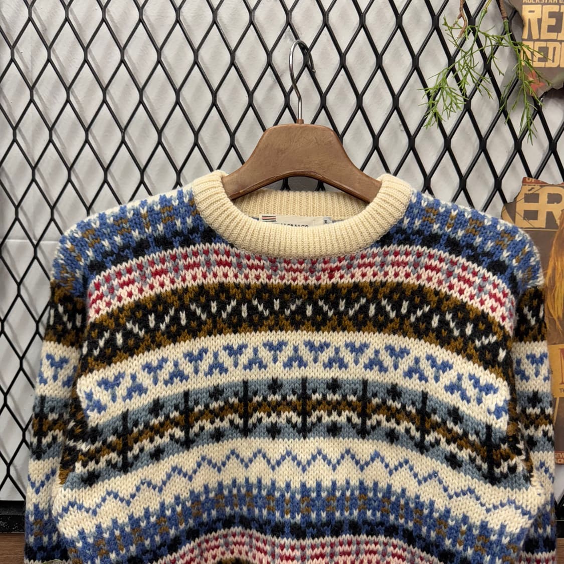 90s JPN VINTAGE 페어아일 니트 스트라이프 패턴 믹스컬러 상품이미지3