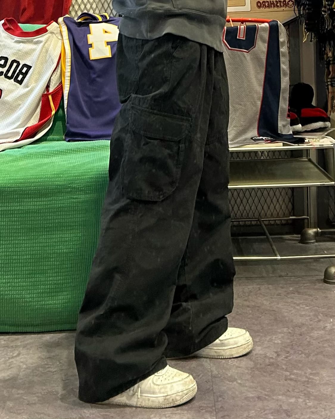 Black cotton cargo pants 상품이미지2