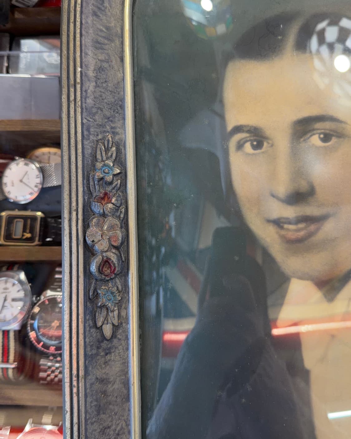 빈티지 소품 1900년 버블 글라스 인물 초상화 상품이미지4