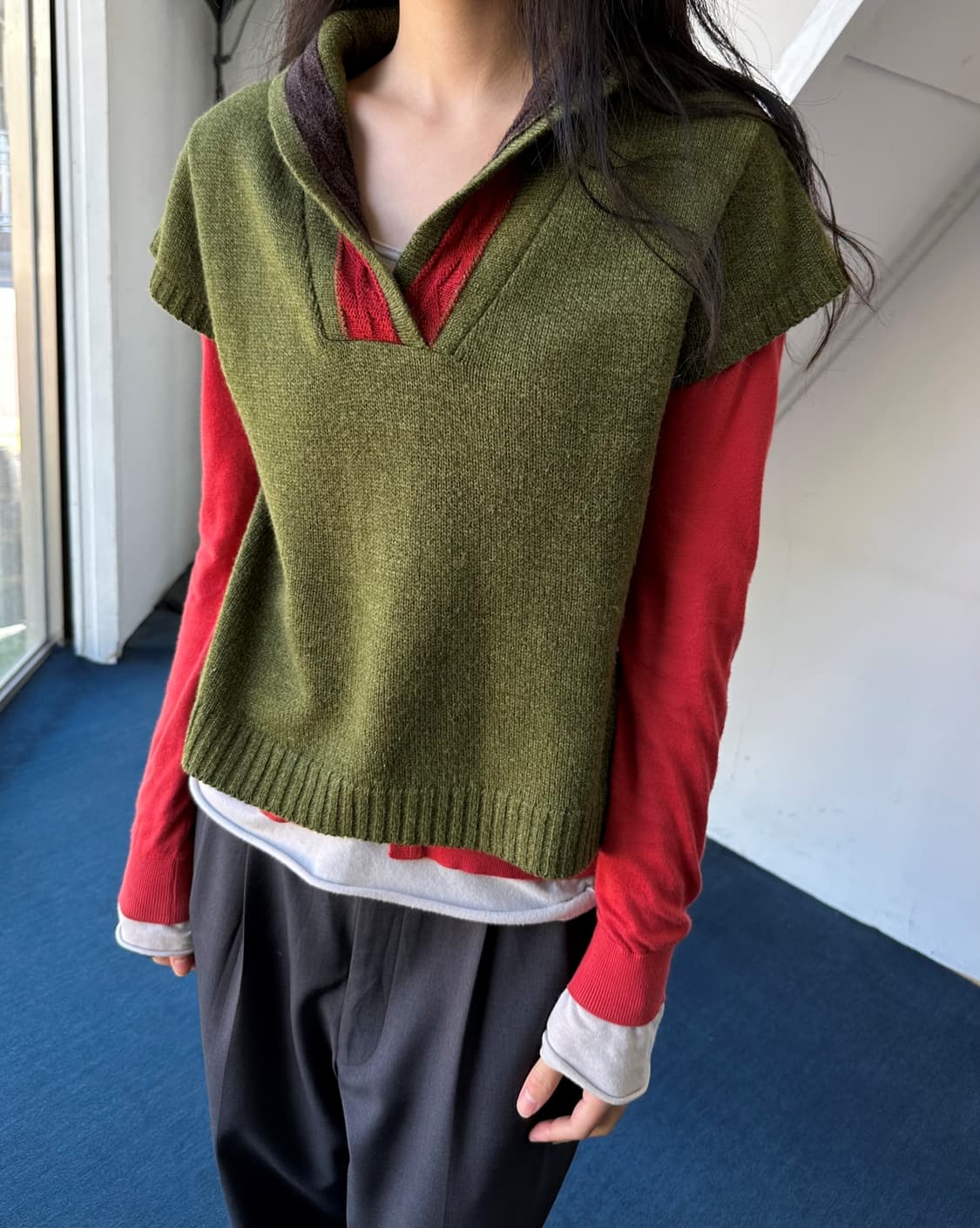 Alpaca blend design knit top 상품이미지2