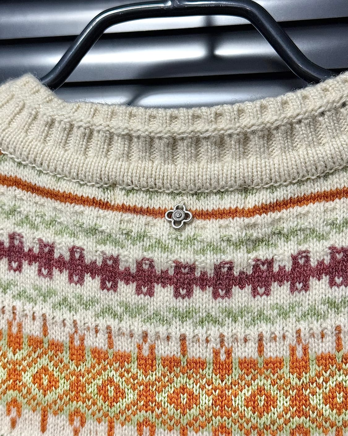 썰스데이 아일랜드 눈꽃 자가드 노르딕 코위찬 울 가디건 웨스턴 에스닉 S 상품이미지9