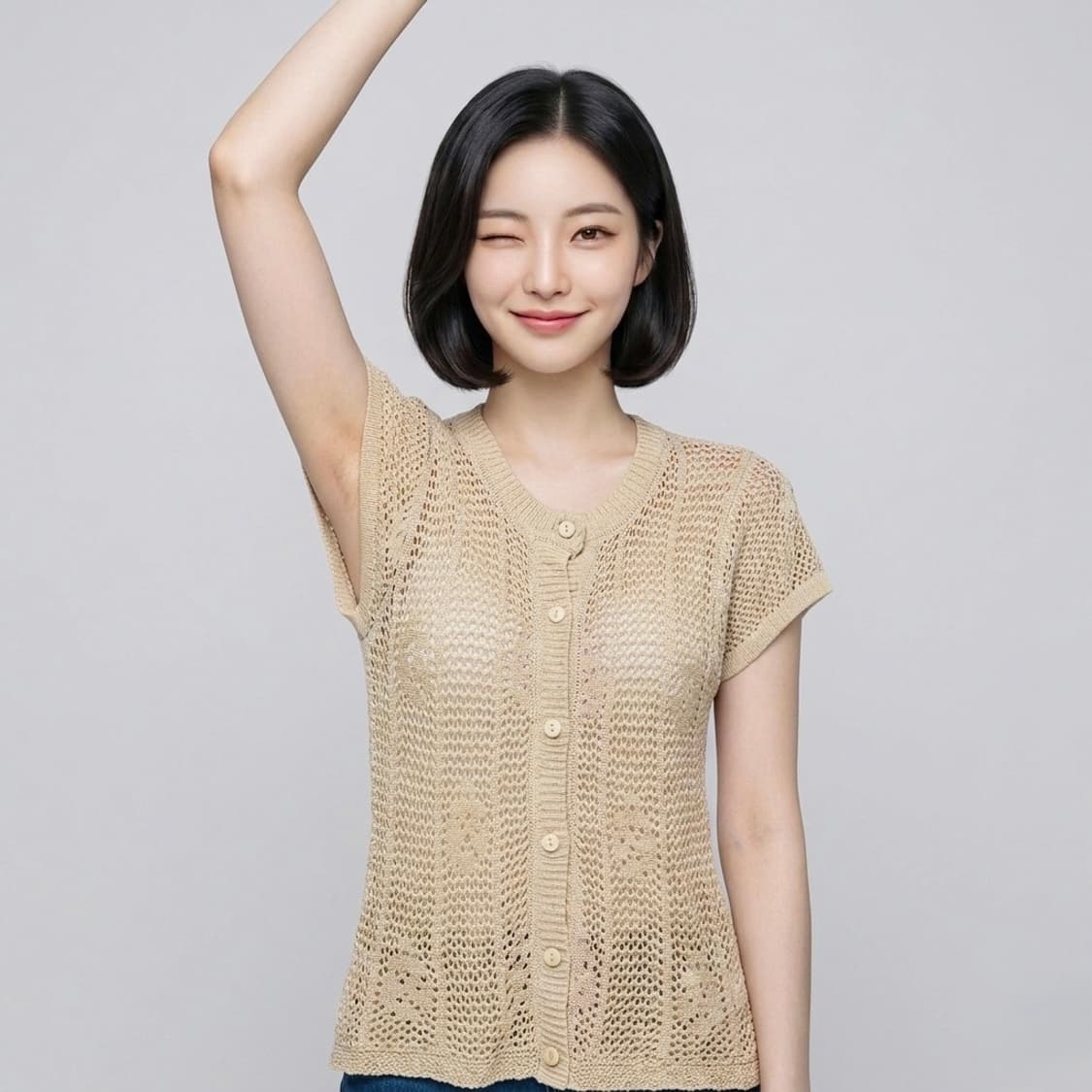 [일빈] 베이지 크로쉐 가디건 상품이미지5