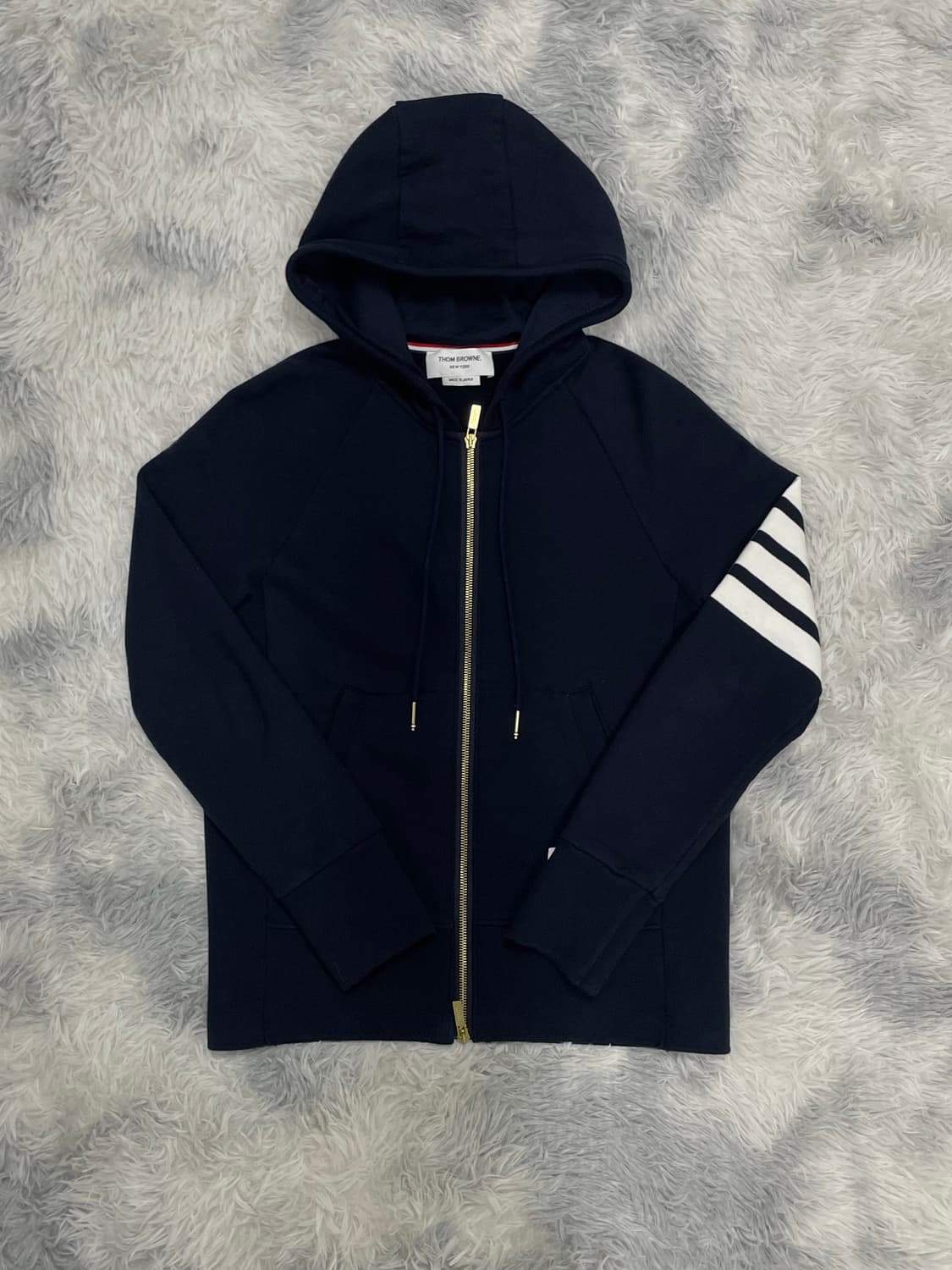 톰브라운 사선완장 금장 후드집업 네이비 [2] 상품이미지1