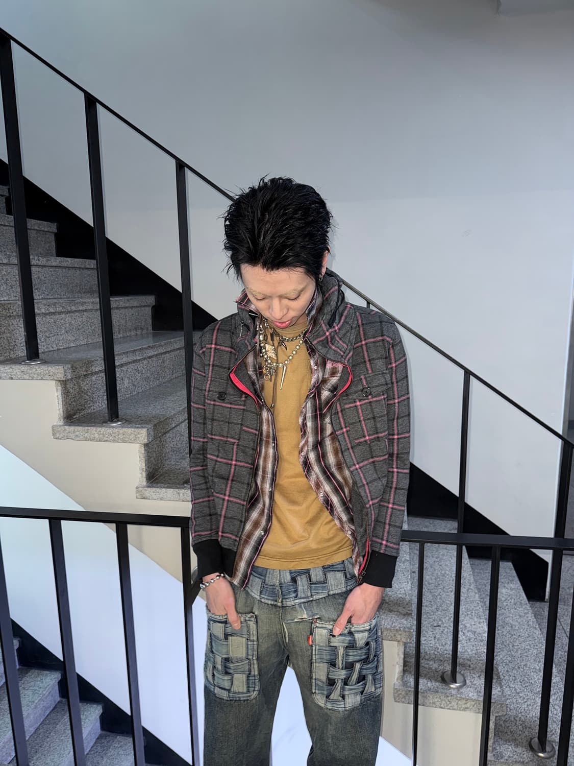 pink check zipup jacket 상품이미지4