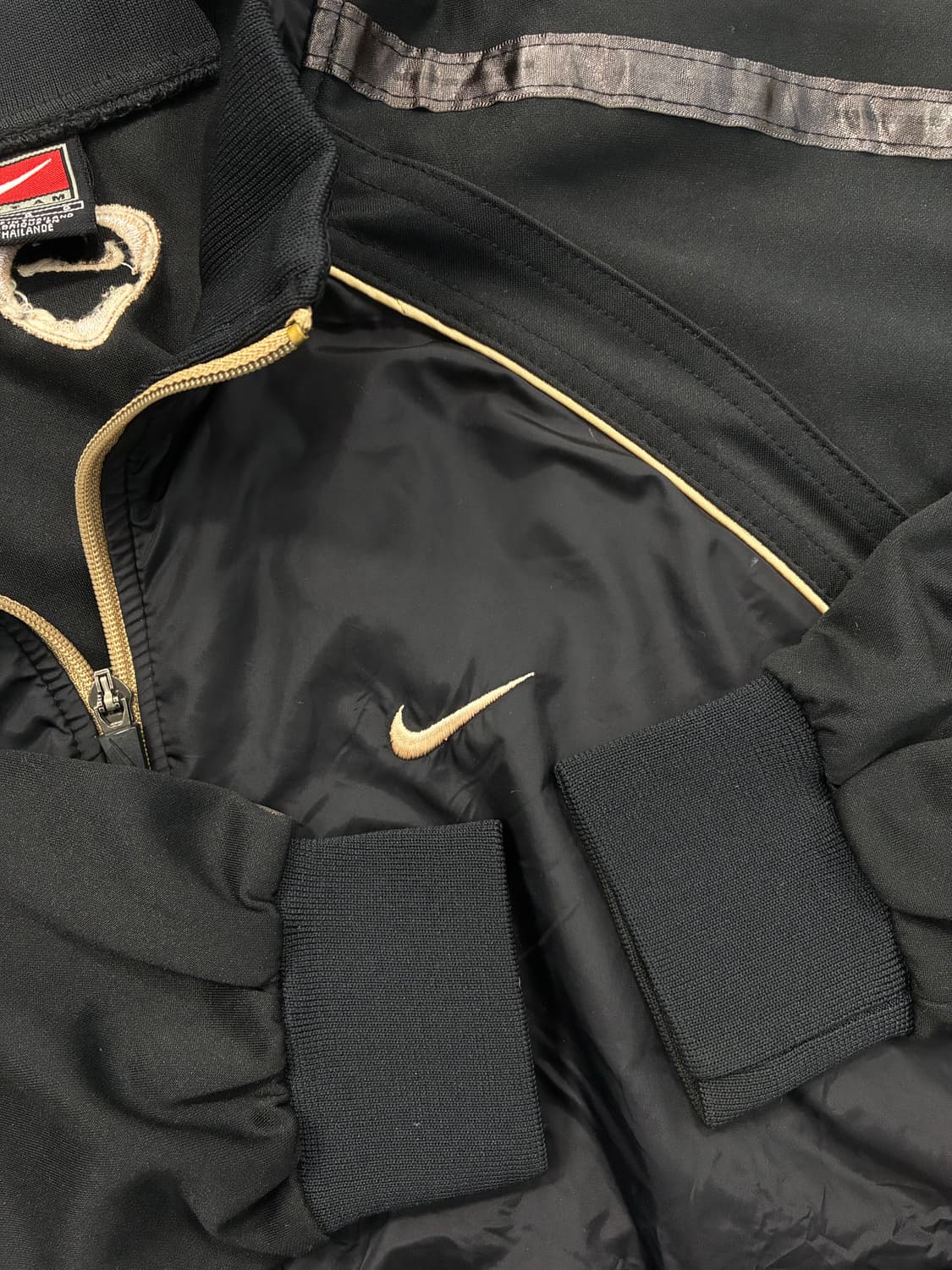 나이키 스우시 사이드라인 블랙 골드 져지 집업 L 상품이미지6