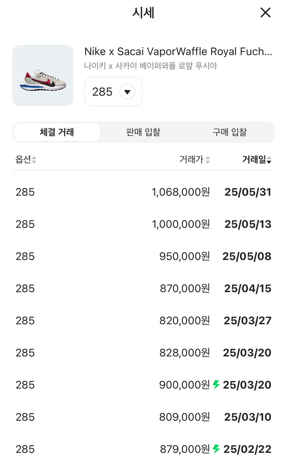 나이키 x 사카이 베이퍼와플 로얄 푸시아 285 상품이미지2