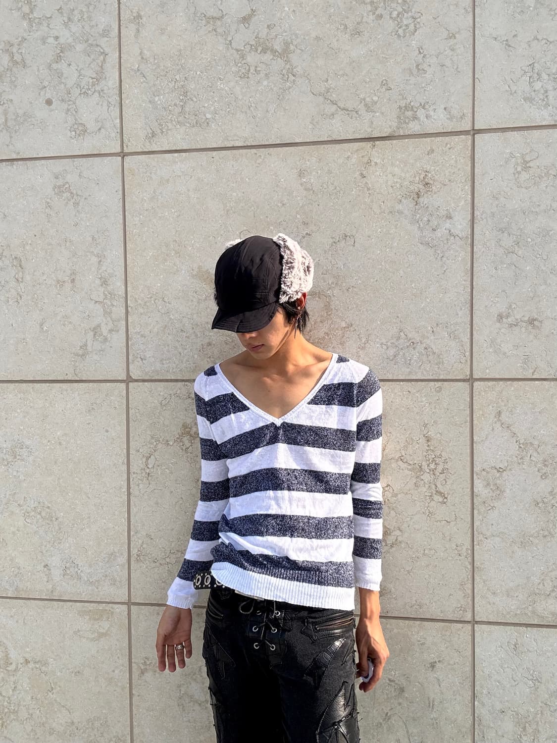 “Vintage”V-Neck Stripe Sleeve 상품이미지2