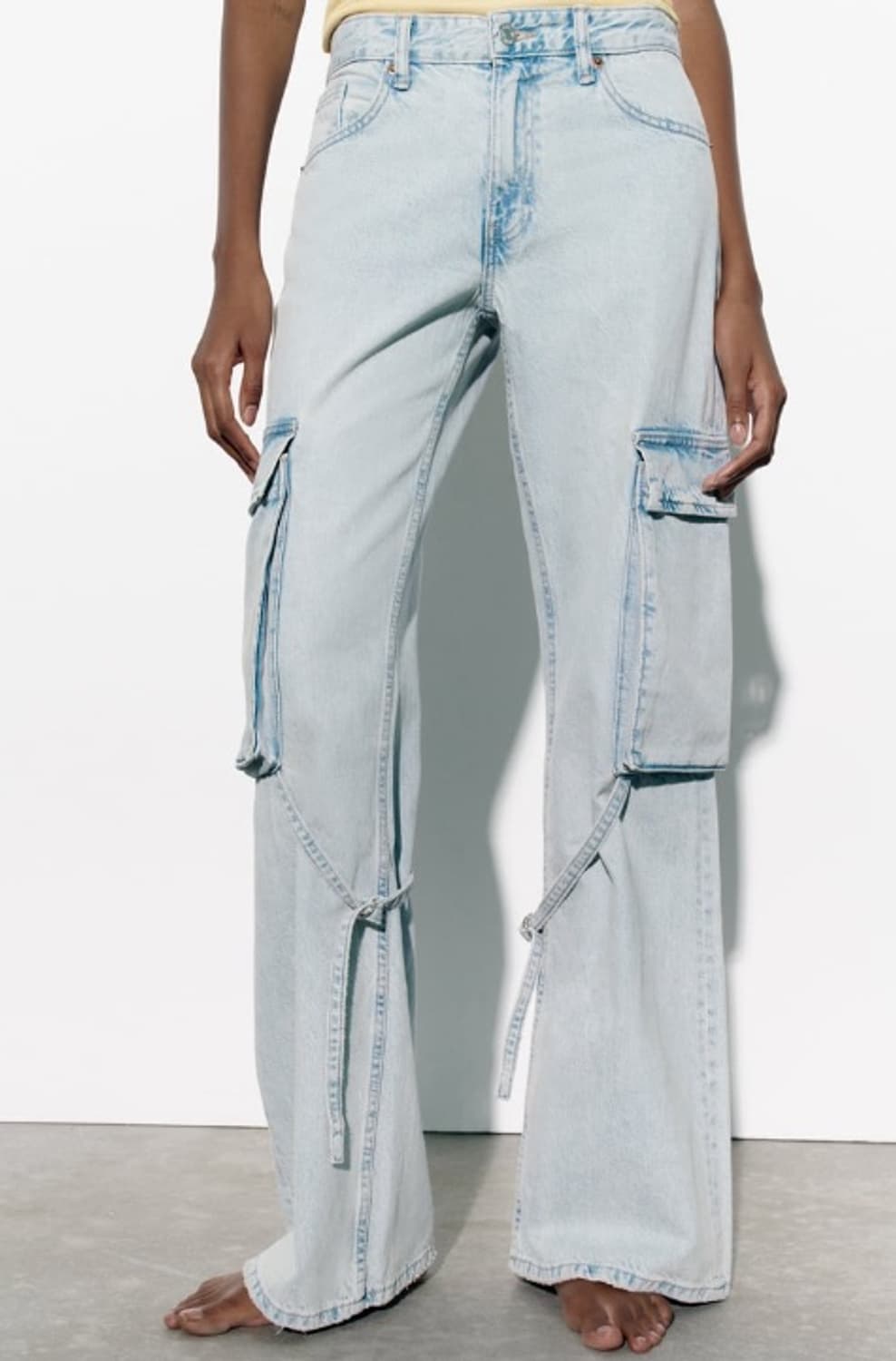 여성용 자라 TRF 데님 와이드 카고팬츠 상품이미지1