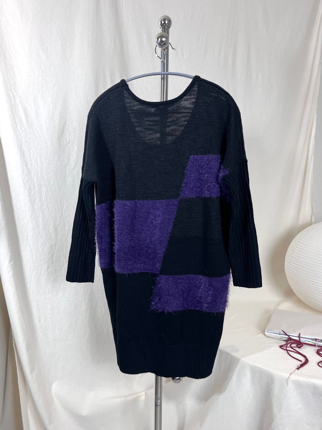 Color-Block Grid Long Sweater 상품이미지5