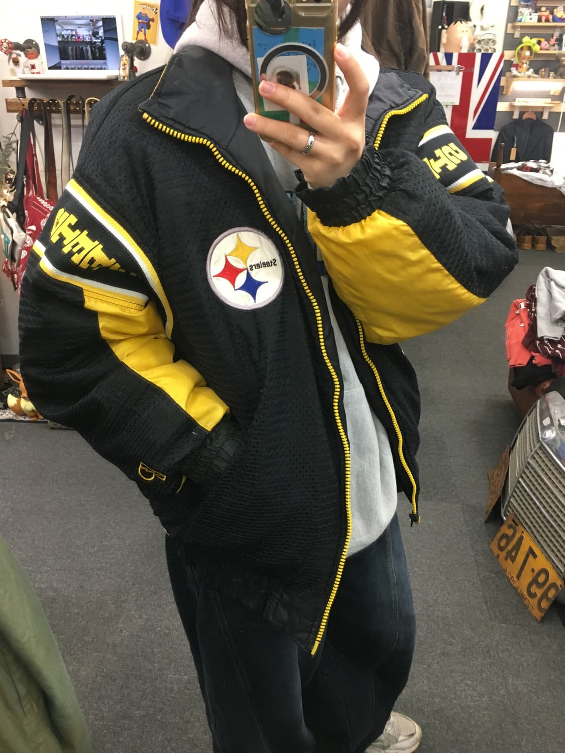 90s nfl 피츠버그 스틸러스 리버시블 팀 패딩 점퍼 상품이미지2