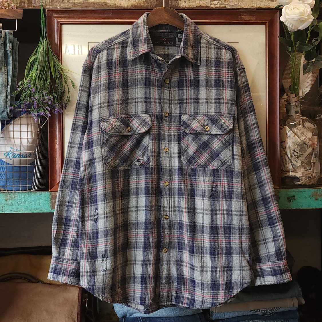 90s 아메리칸 빈티지 체크셔츠 헤비 플란넬 워크셔츠 빅체크 상품이미지2