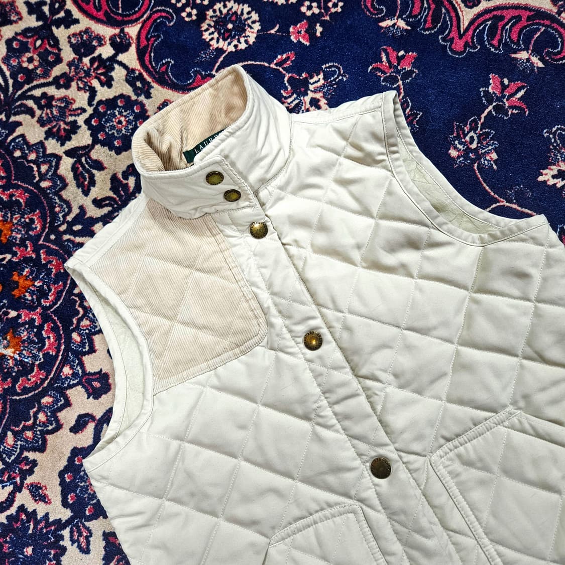 랄프로렌 퀄팅 코듀로이 배색 베스트 S size 상품이미지2