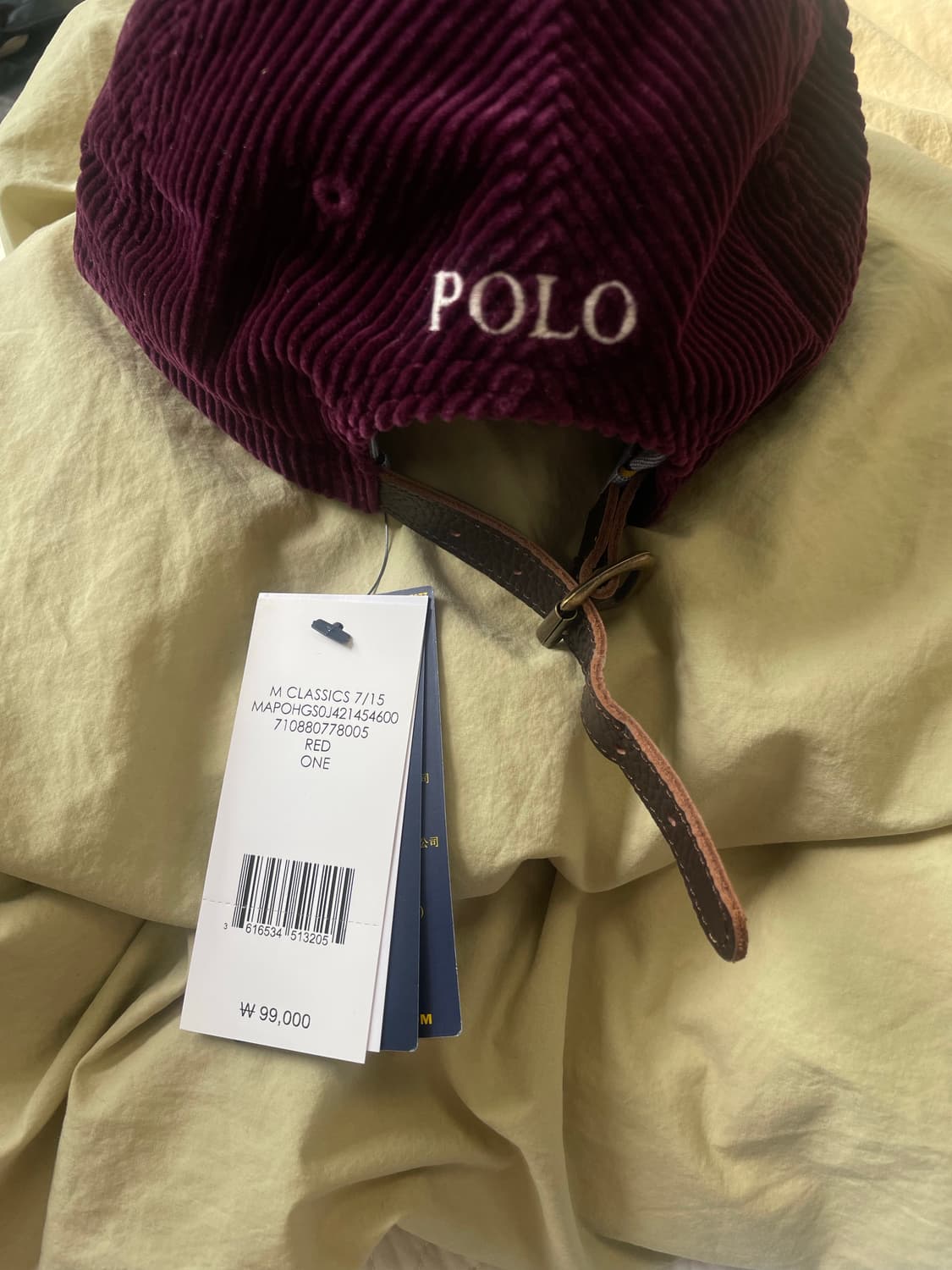 오늘만!! ) 택 있는 새상품🤍 폴로 랄프로렌 코듀로이 볼캡(정가 99 상품이미지4