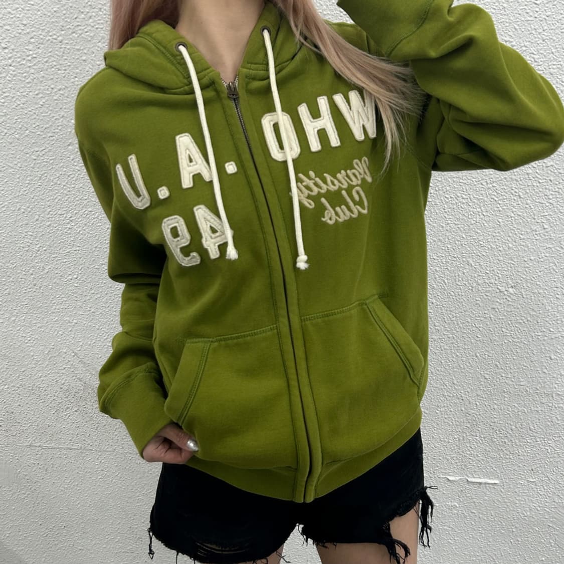 후아유 센터패치 말차맛 후드집업 L 상품이미지1