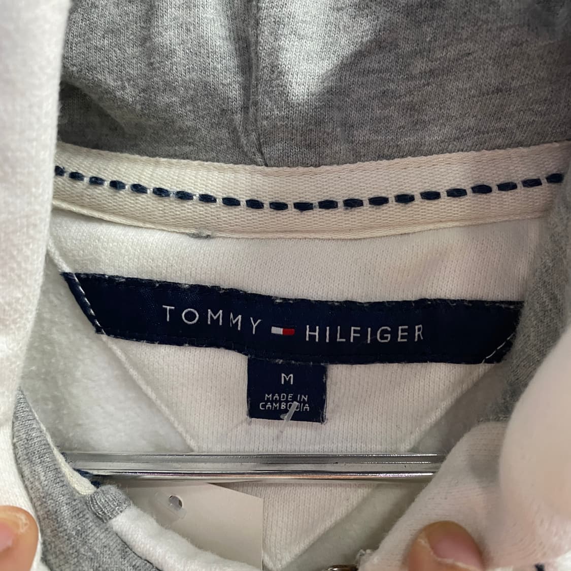 타미힐피거 센터로고 화이트 후드집업B4282 상품이미지6