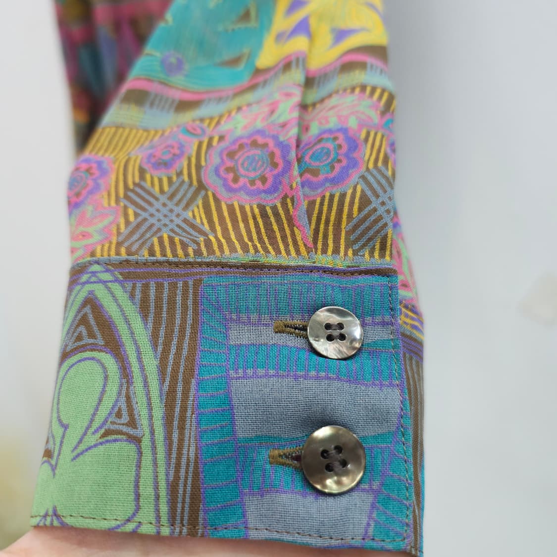 에스닉 기하학 패턴 시어 블라우스 셔츠 상품이미지8