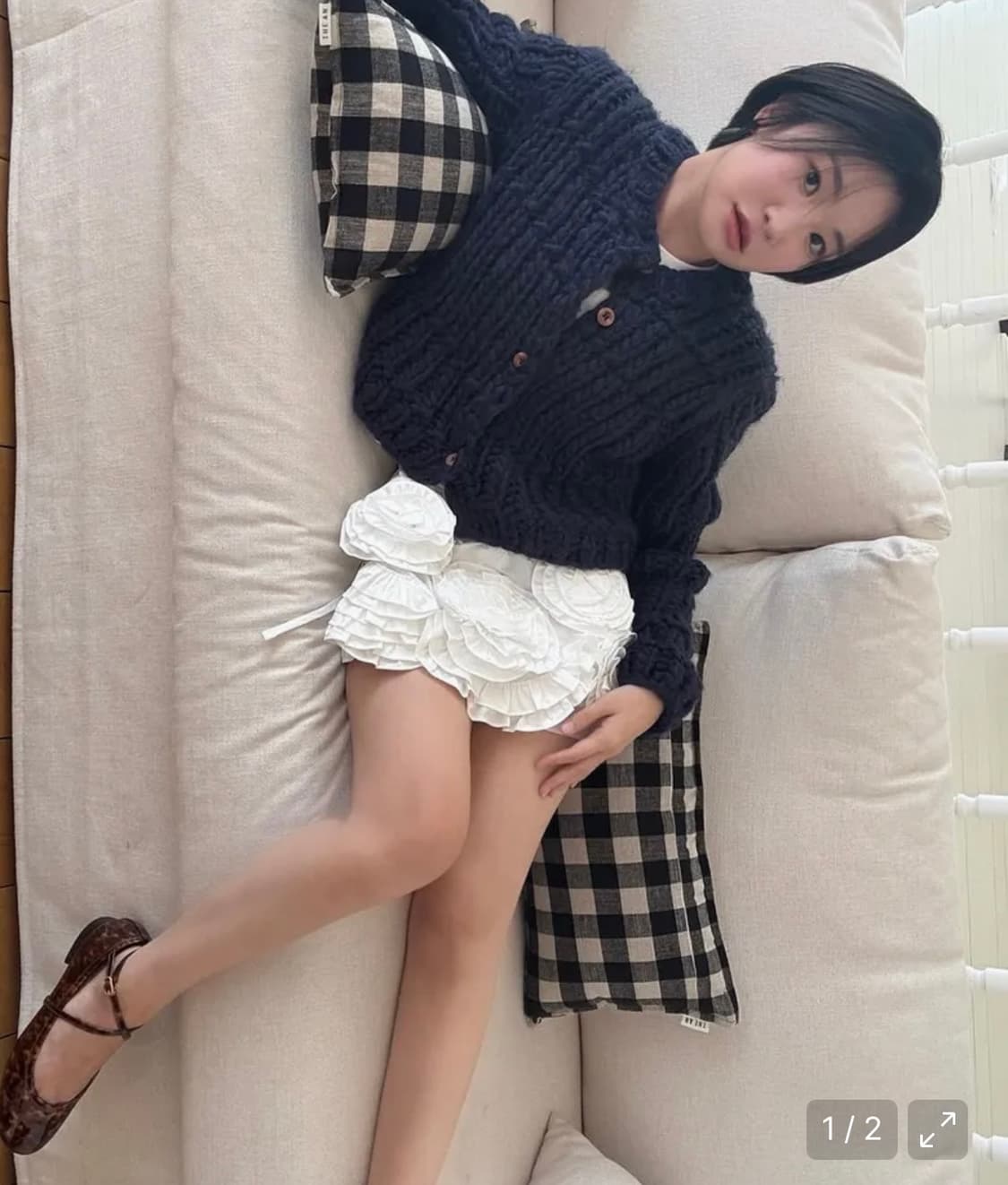 Sinoon 시눈 핸드메이드 니트 카디건 Cardigan 네이비 상품이미지5